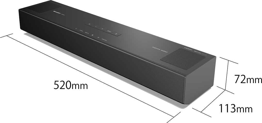 HT-SB700:外形寸法、幅520mm×奥行113mm×高さ72mm