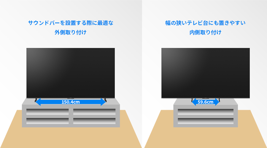 2パターンのスタンド取り付け位置イメージ