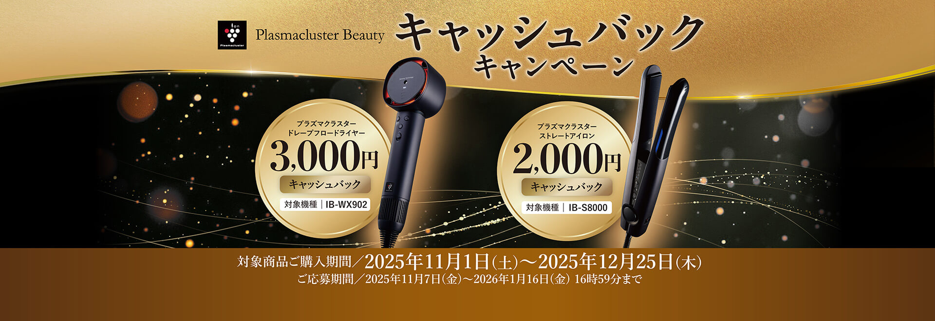 キャッシュバックキャンペーン実施中！対象機種はIB-WX902、IB-S8000。キャンペーンページにリンクします。