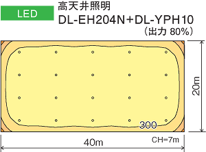 [LED]高天井照明 DL-EH204N+DL-YPH10（出力 80％）