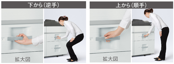 つかみやすさに配慮したグリップハンドル