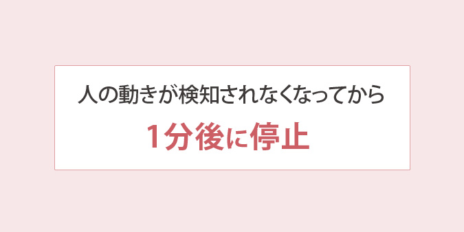 人の動きが検知されなくなってから1分後に停止