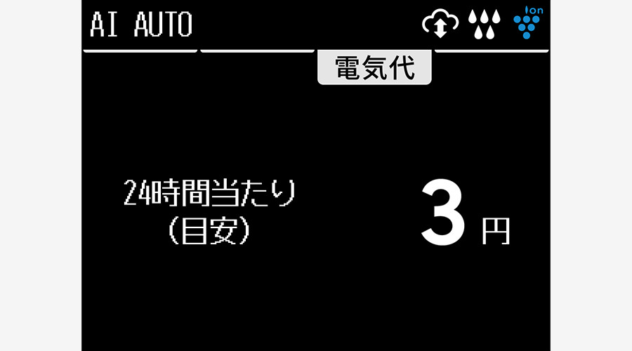 24時間あたりの電気代（目安）表示イメージ