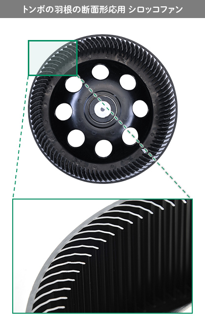 トンボの羽根の断面形応用 シロッコファン