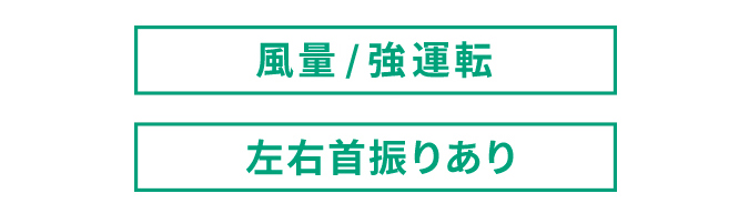 風量/強運転、左右首振りあり