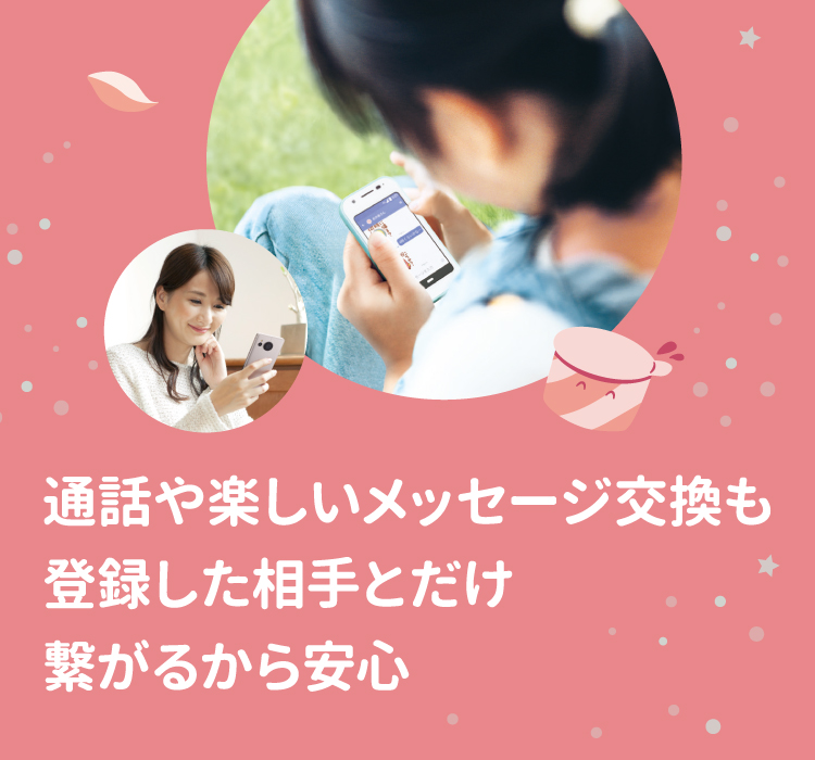 通話や楽しいメッセージ交換も登録した相手とだけ繋がるから安心