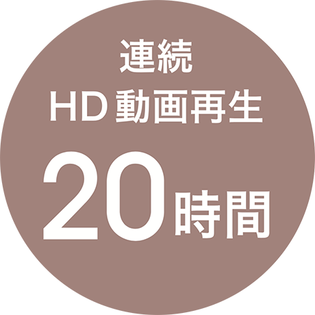 連続HD動画再生20時間