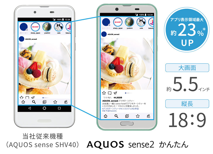 AQUOS sense2 表示範囲
