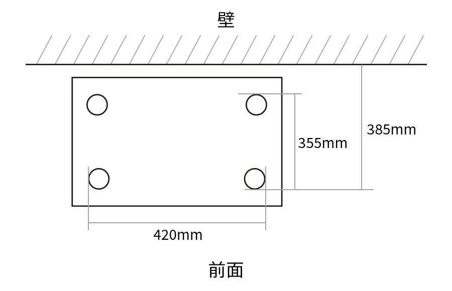 AX-LSX3A 脚間寸法図