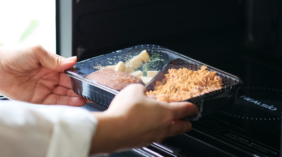 市販の冷凍食品を自動であたため