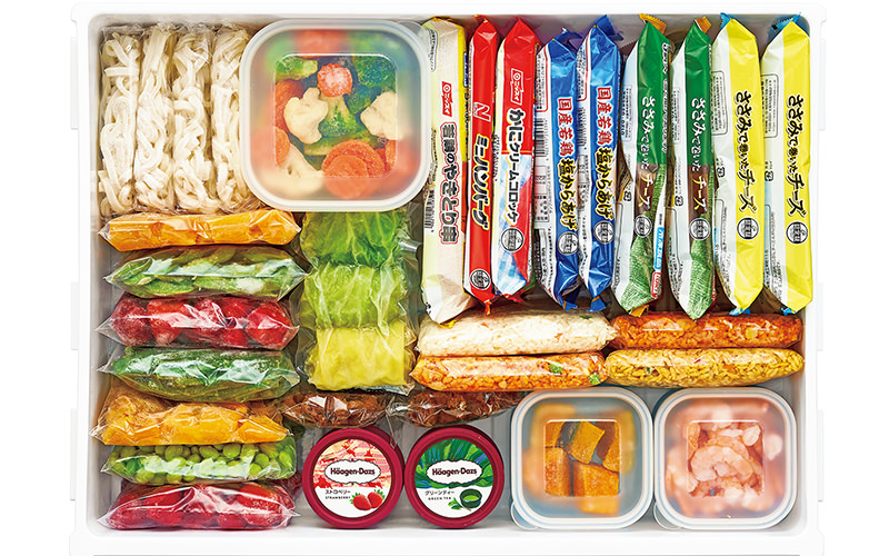 いろんなサイズの食品を見やすく整理できる