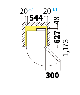 冷蔵庫の天面図