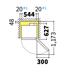 冷蔵庫の天面図