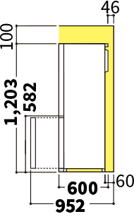 冷蔵庫の側面図