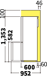 冷蔵庫の側面図