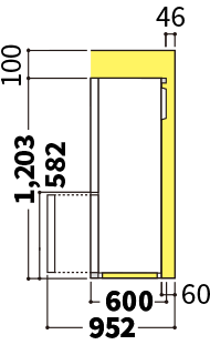 冷蔵庫の側面図