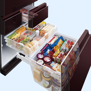 メガフリーザー冷凍室の冷凍食品収納イメージ