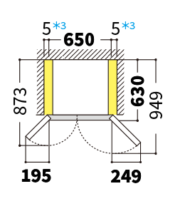 冷蔵庫の天面図