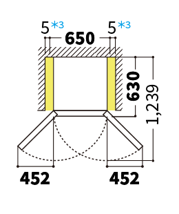 冷蔵庫の天面図