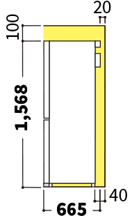 冷蔵庫の側面図