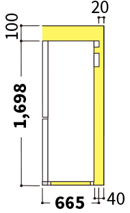 冷蔵庫の側面図