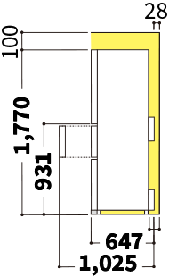 冷蔵庫の側面図