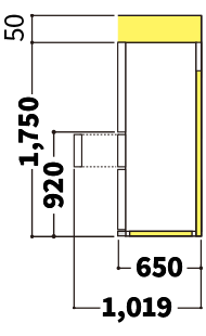 冷蔵庫の側面図