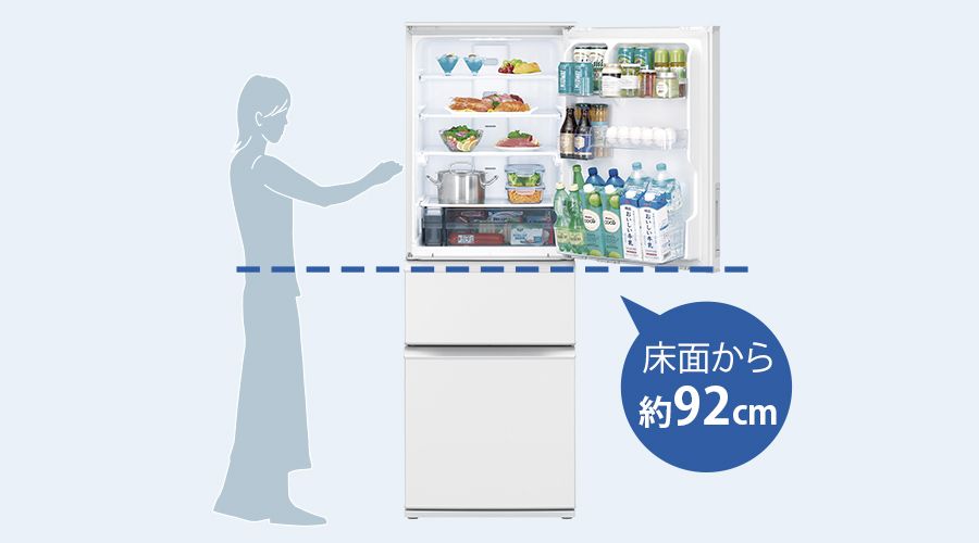 床面から高さ約92cmのローウエスト設計