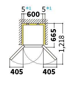 冷蔵庫の天面図