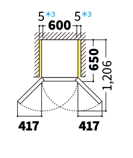 冷蔵庫の天面図