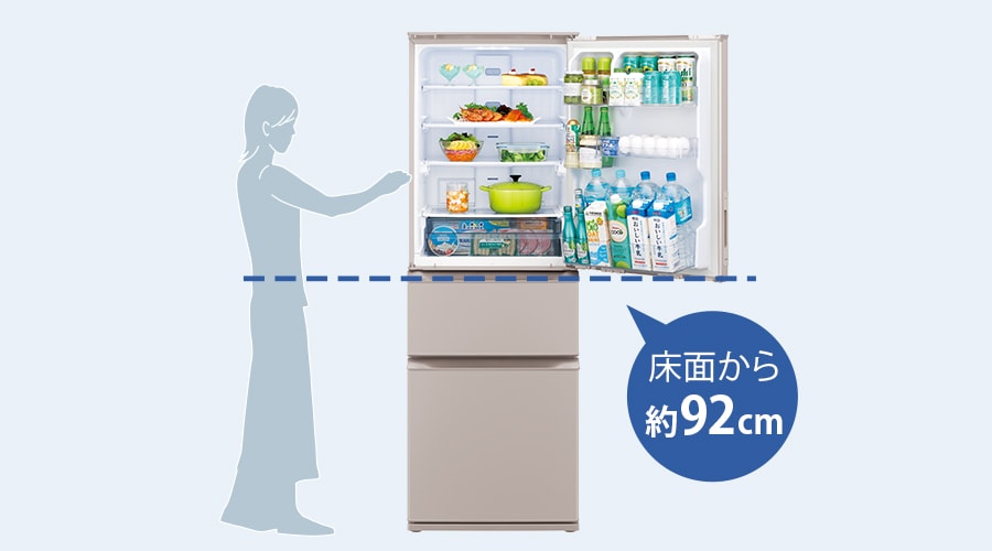 床面から高さ約92cmのローウエスト設計