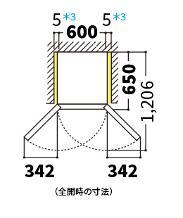 冷蔵庫の天面図