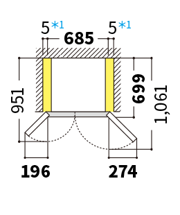 冷蔵庫の天面図