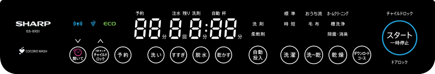 ES-8XS1の操作パネルイメージ。