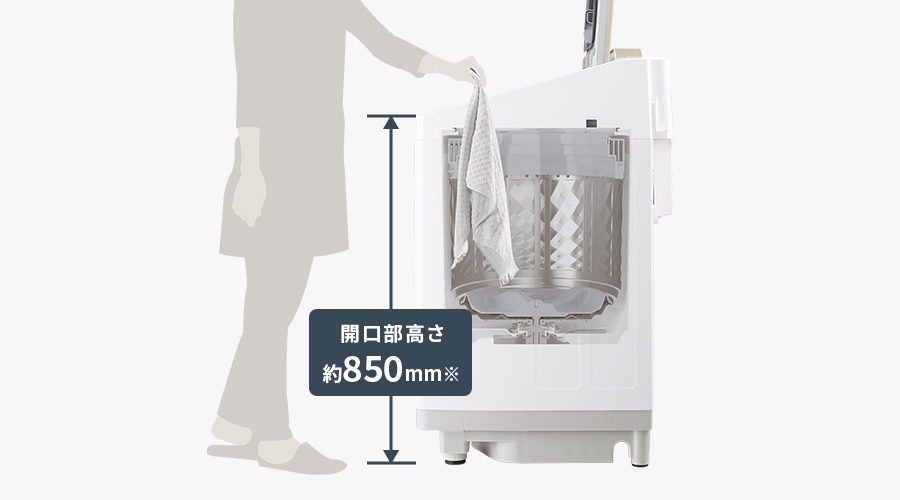 開口部の高さが約850mmの洗濯機イメージ