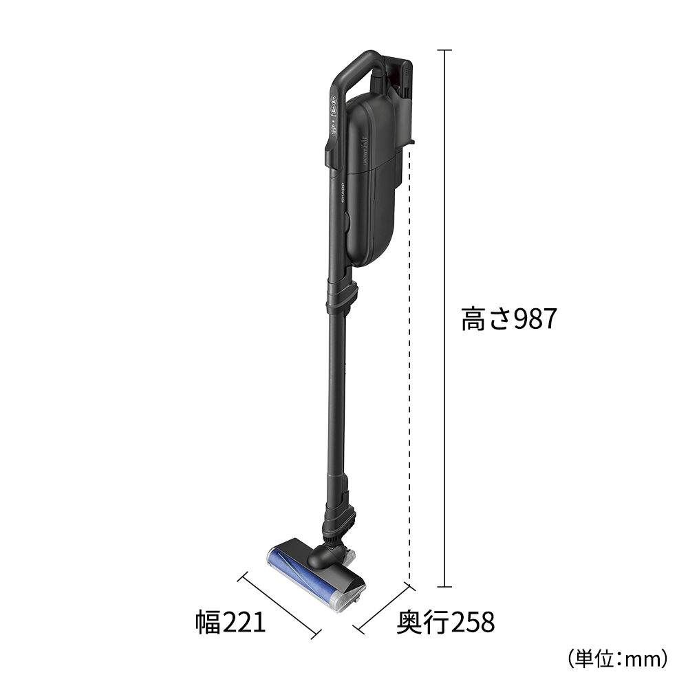 掃除機:EC-KR70A:外形寸法、幅221mm×奥行258mm×高さ987mm