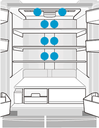 冷蔵庫内、冷気の吹出口