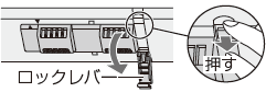 ロックレバーを下に倒す